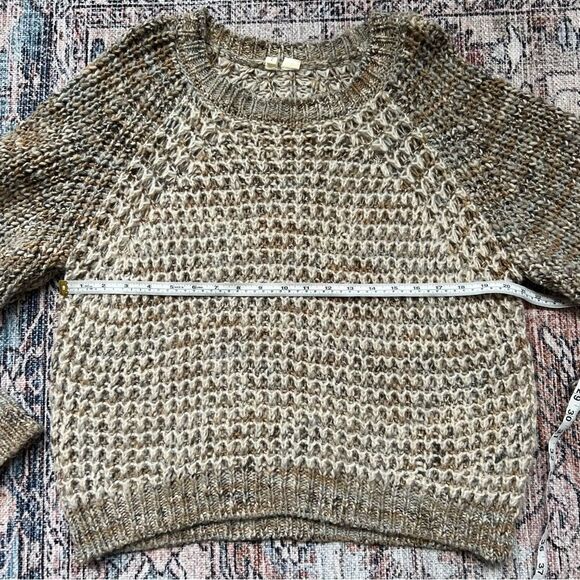 Anthropologie Moth Hillwalk Wool Mohair Oatmeal Chunky Sweater Size Medium - Picture 11 of 12